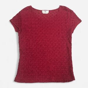 Y2k red crinkle stretch top